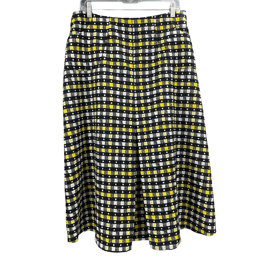 Duro Olowu Midi Skirt 42 Black Yellow White NWOT